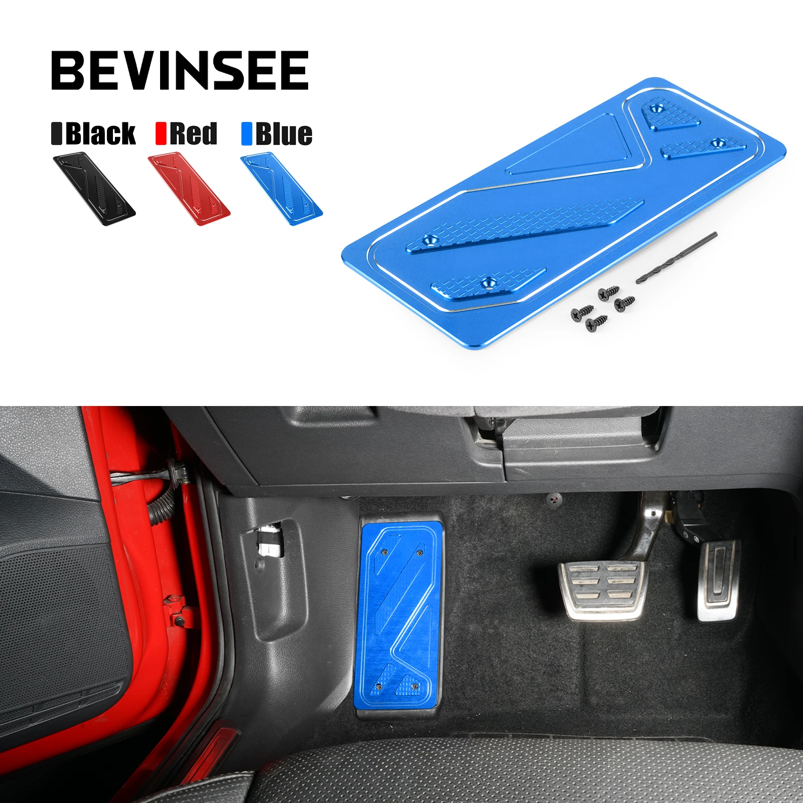 BEVINSEE Car Foot Rest Pedal Pad Cover for Audi A3 RS3 8V, for VW for Golf 7 MK7, for SEAT Leon 5F, Replace 5Q1864551A