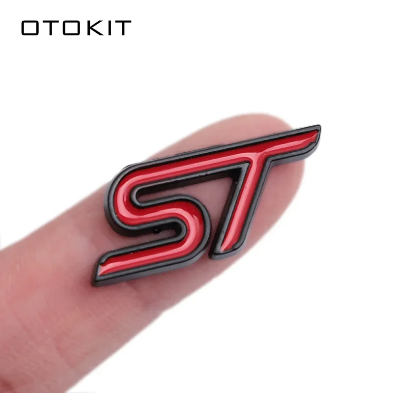 OTOKIT 1pcs Metal Styling Red Blue Black ST Chrome Car Emblem Badge Auto Decal 3D Sticker Emblem for Ford Focus ST Mondeo