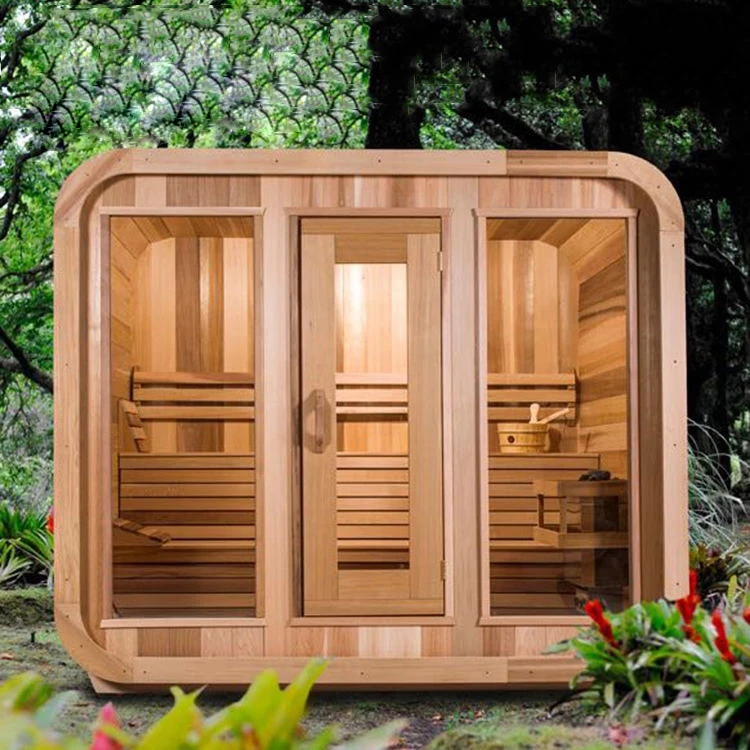 Modern Design 2 Person Solid Wood Outdoor Sauna in Cube Design Room Steam Mini Sauna