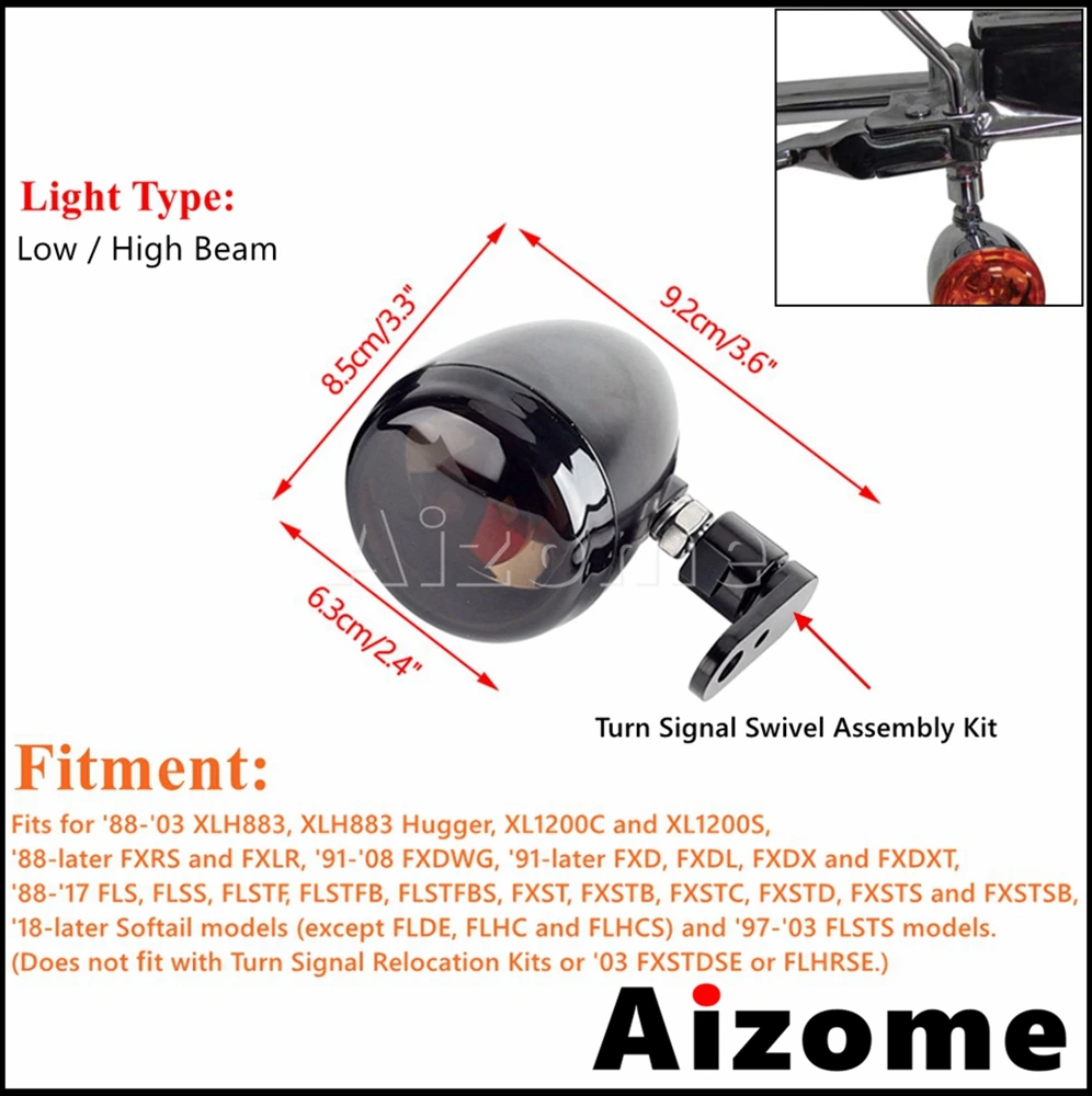 Motorcycle Front Swivel Turn Signal Lights Blinker Indicator Lamp For Harley 1998-2017 Dyna Softail Sporster Super Glide 1988-17