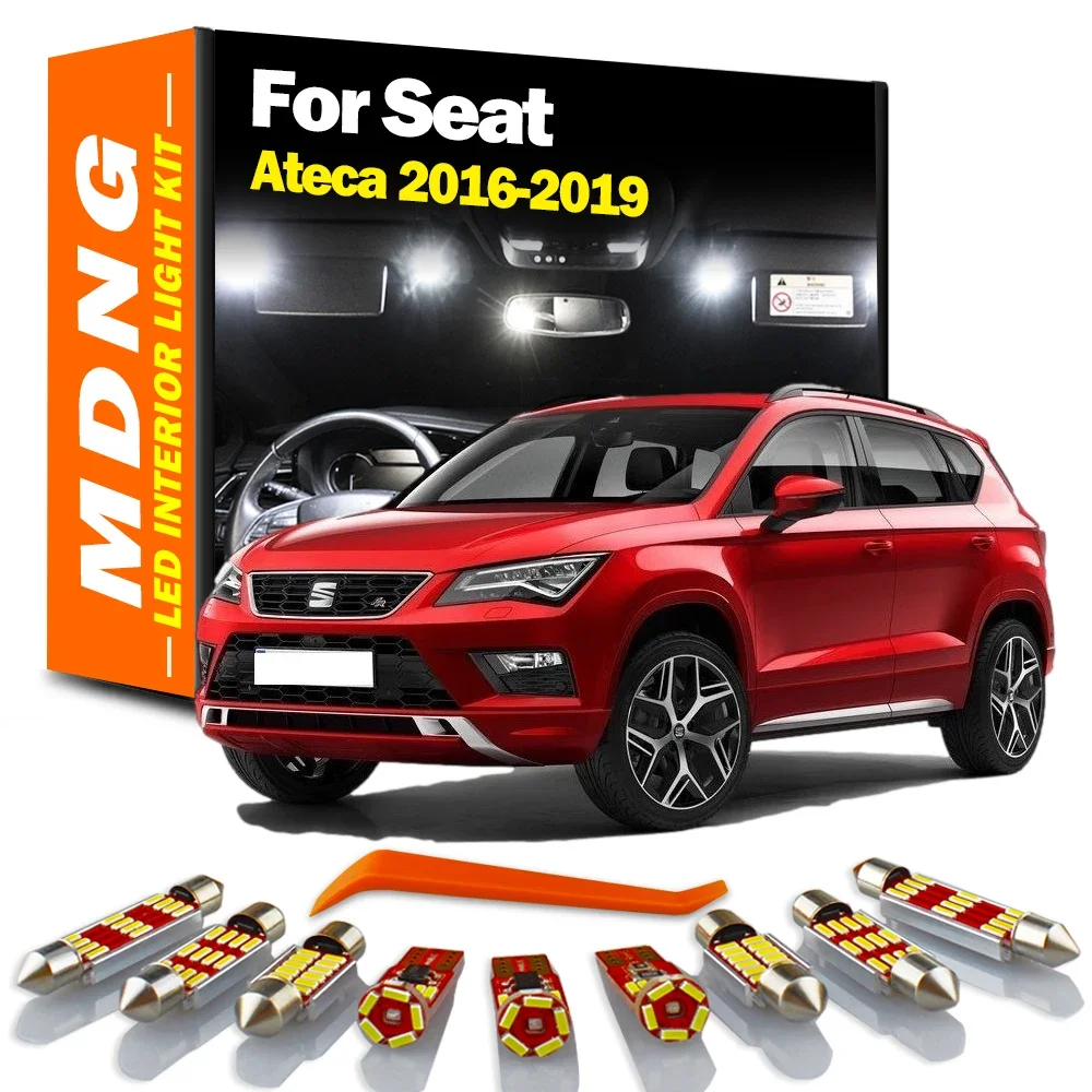 MDNG 12Pcs Canbus LED Interior Map Dome Trunk Light Kit For Seat Ateca 2016 2017 2018 2019 Car Led Bulbs No Error Accessories