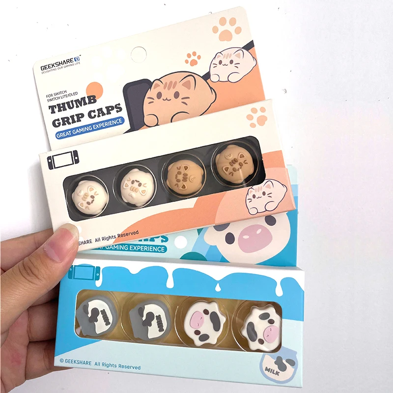 4Pcs ใหม่ Kawaii สัตว์ Thumb Stick Grip Cap สำหรับสวิทช์ Oled NS Lite Joy-Con คอนโทรลเลอร์ Thumbstick กรณี
