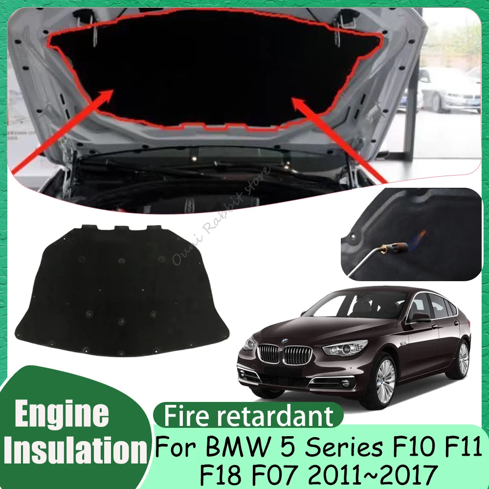 For BMW 5 Series F10 F11 F18 F07 2011~2017 2012 Car Hood Engine Trunk lining Thermal Insulated Cotton Soundproof Mat Accessories