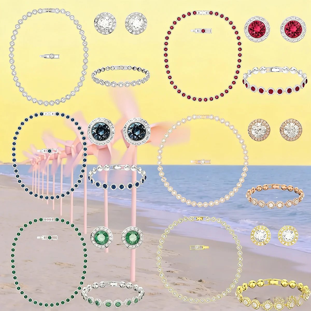 

Высококачественный женский классический комплект украшений «Счастье»: колье с круглыми кристаллами и серебром S925, серия «Красивый ангел»