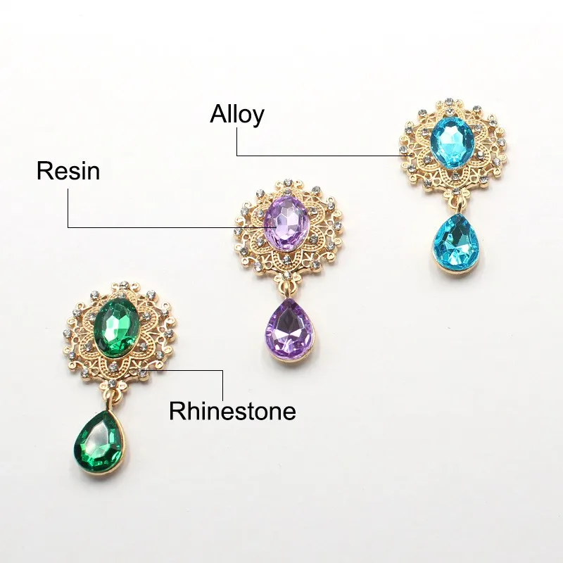 Shiny 25 * 45MM 10Pcs Crystal Rhinestone Brooch Accessories DIY Wedding Invitation Card Wine Glass Gift Box Creative Decoration