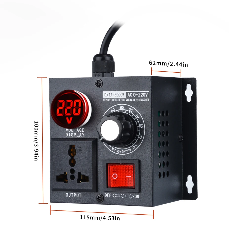 5000W Stepless Voltage Regulator Light Dimmer Temperature Speed Adjuster AC 110V/220V Variable Monophase Voltage Controller