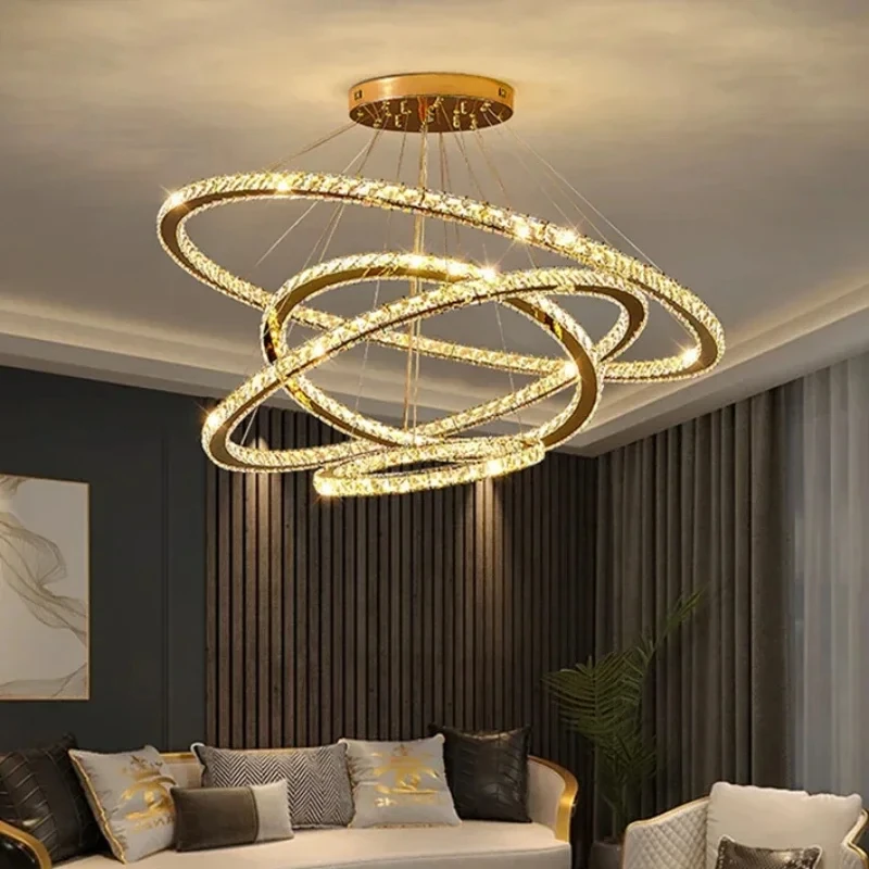 2024 Modern Crystal Chandelier Simple and Elegant Light Luxury Living Room Light Creative Personalized Bedroom Restaurant Circul