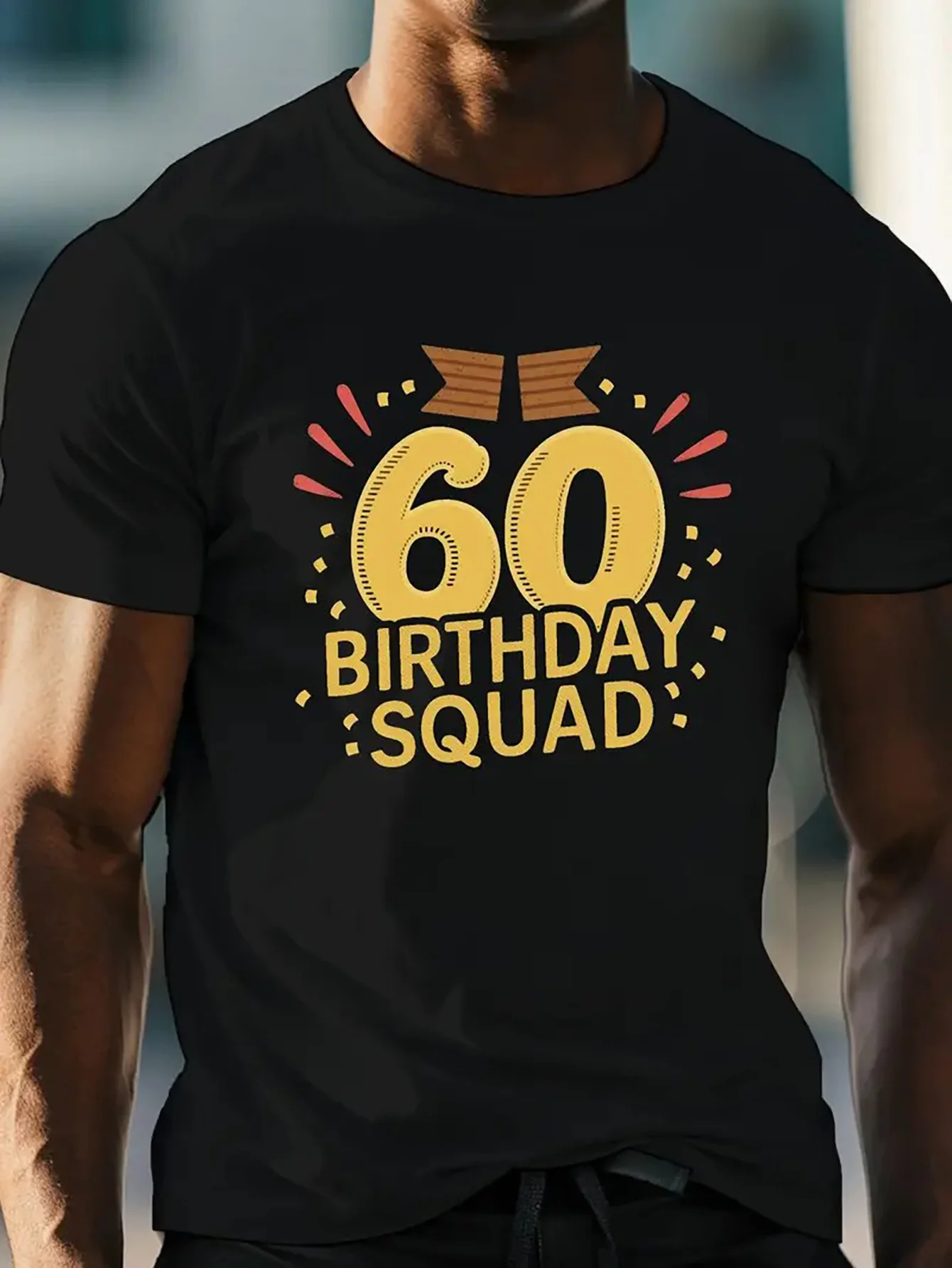2026 Men's Quirky Novelty T-Shirt with Unique Face & Body Print - Individuality Design, Casual Short Sleeve Round Neck Tee for P