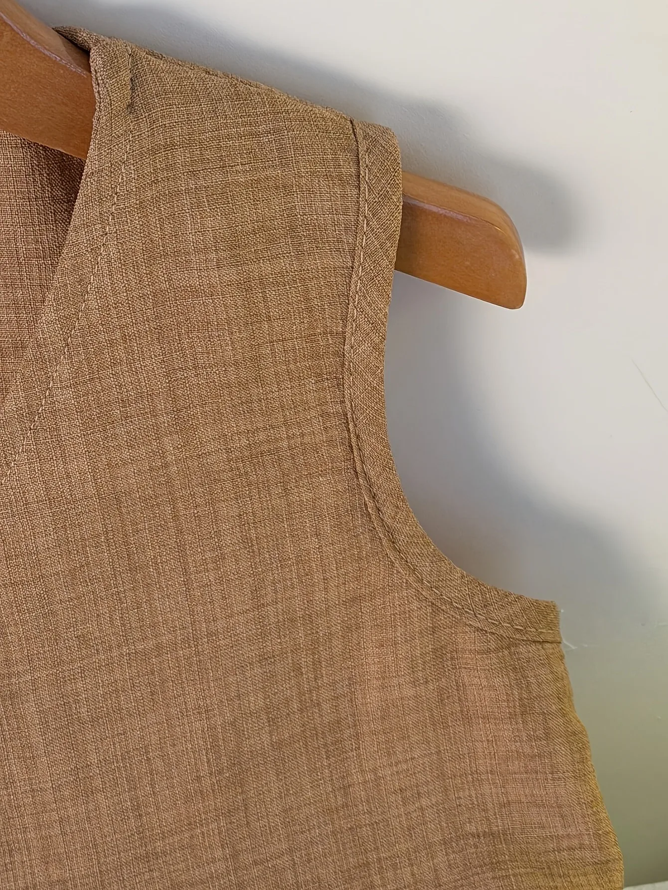 2-teiliges Outfit-Set für Mädchen aus Leinenmischung, ärmellose Weste mit 3 Knöpfen und V-Ausschnitt sowie Skort-Shorts mit Schleifendekor – Detail 5