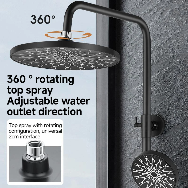 Biomimetic Pressurized Showerhead High Pressure Top Spray Larger Flow Supercharge Rainfall Shower Head 360° Swivel Water Saving