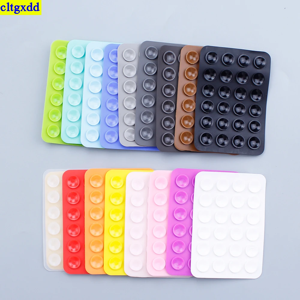Cltgxdd 1 قطعة هاتف محمول لوحي 24 كوب شفط مربع لاصق خلفي من مطاط السيليكون على الوجهين كوب شفط من السيليكون