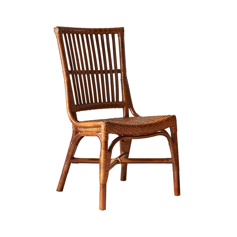 

Nordic natural plants Indonesian rattan chair retro style hotel back chair rattan seat dining chair