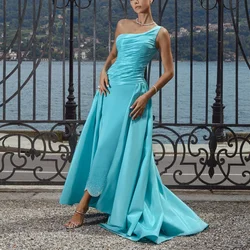 Fashion One-Shoulder Beads Evening Dresses Elegant Pleat Draped Sequined Mermaid Prom Gowns Formal Wedding Party Dresses