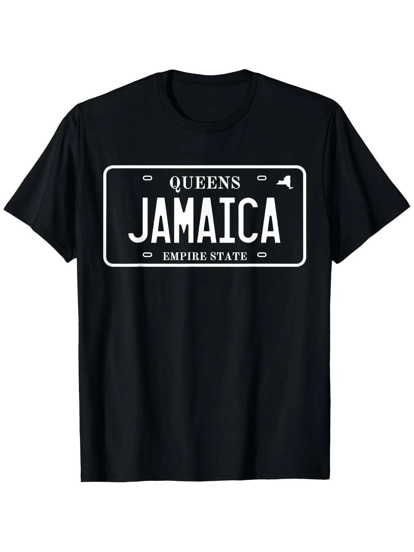License Plate from Jamaica, Queens in New York, Along with Casual Sports T-Shirts Featuring Designs from The Area. These Trendy, 100% Pure Shirts Are Perfect Gifts for Both Men And Women, Suitable for All Seasons. They Come in a Round Neck Style