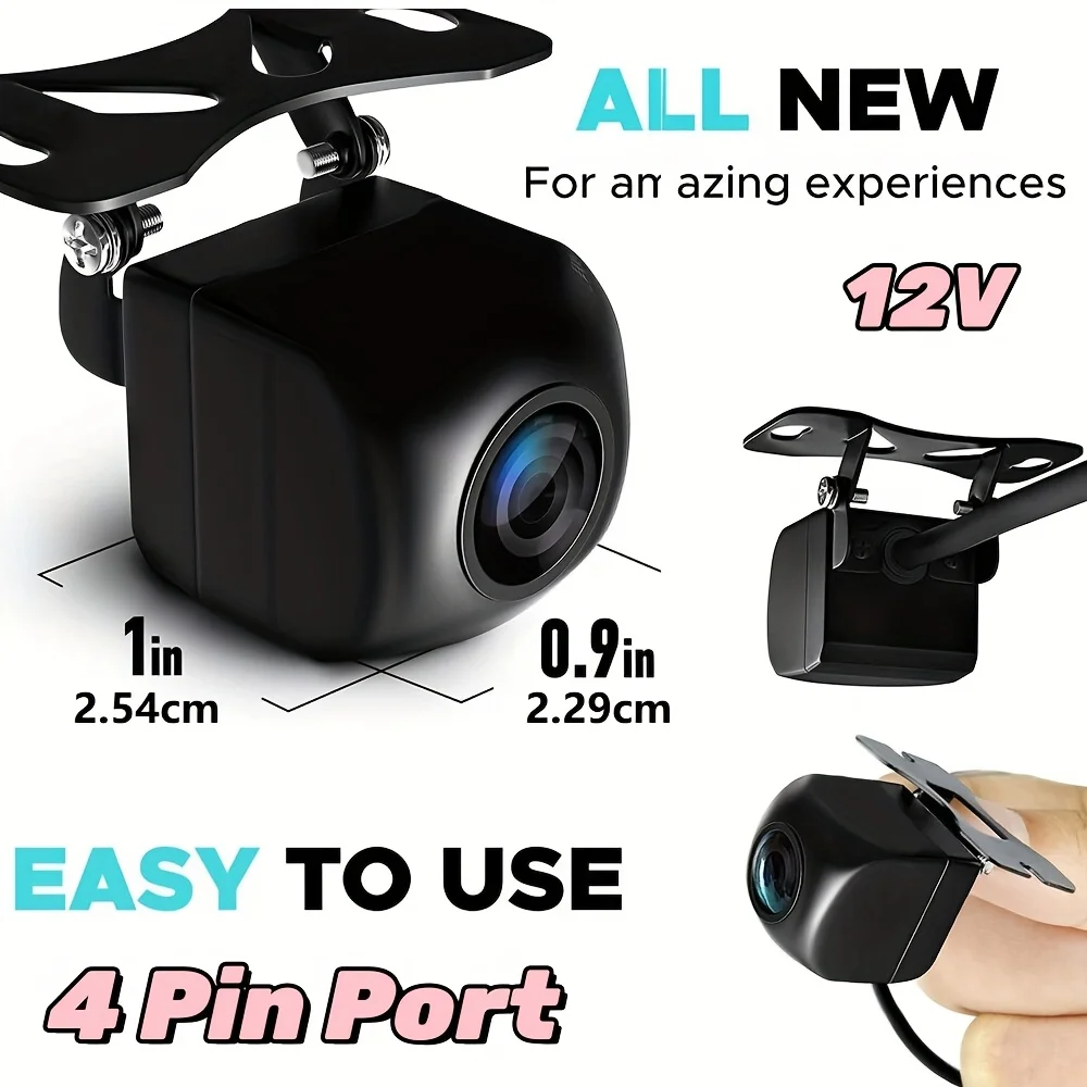 12V 4pin Car Backup Camera RearView Camera,Universal Vehicle Backup Camera for Cars SUV Trucks RV Pickup Sedan, Stable Connector