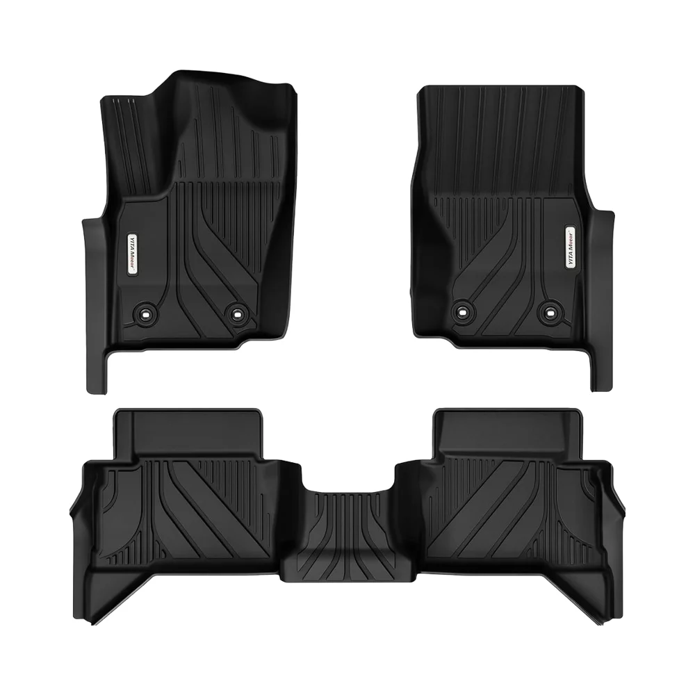 

Custom Fit 3D Full Set TPE Car Floor Mats, Waterproof Anti-Slip All Weather Front Rear Double Cab Auto Foot Liners