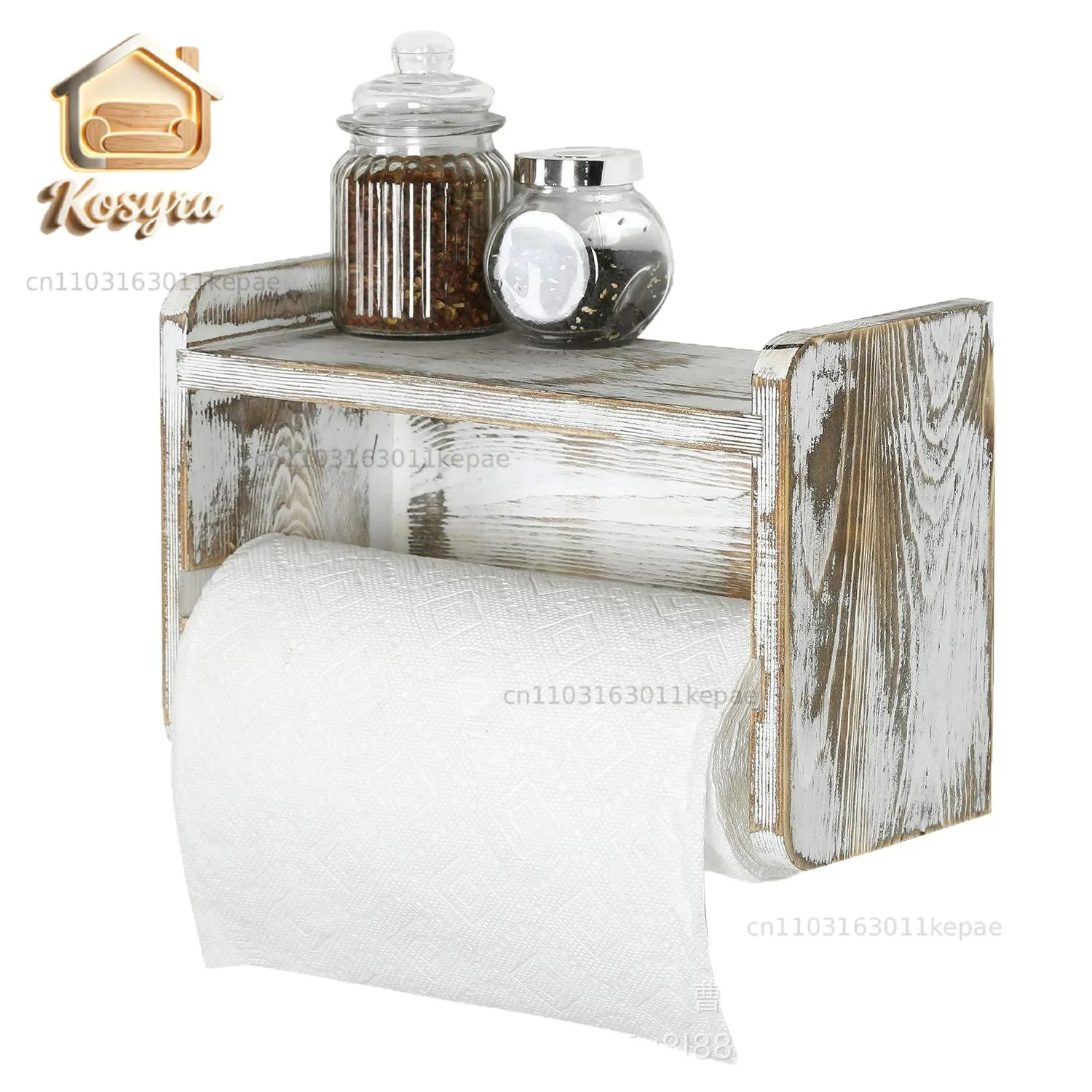Cross-border wall tissue holder Wooden wall-mounted kitchen paper storage rack Toilet toilet paper hanger Creative storage