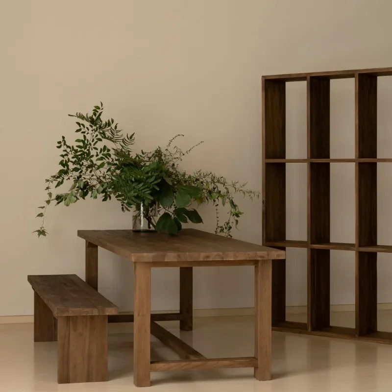 Rectangle dining table, medieval retro style, all solid wood, workbench, wabi-sabi style