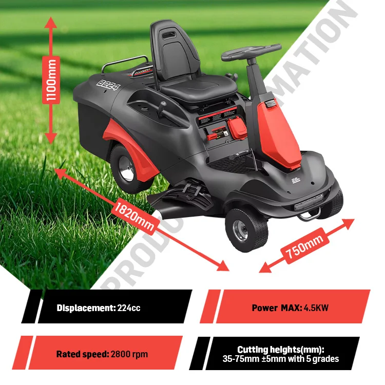 Vertak Farm 224cc  Engine 26in Grass Cutting Lawnmower Tractor Garden Riding Lawn Mower with Li-lion Battery Easy Start