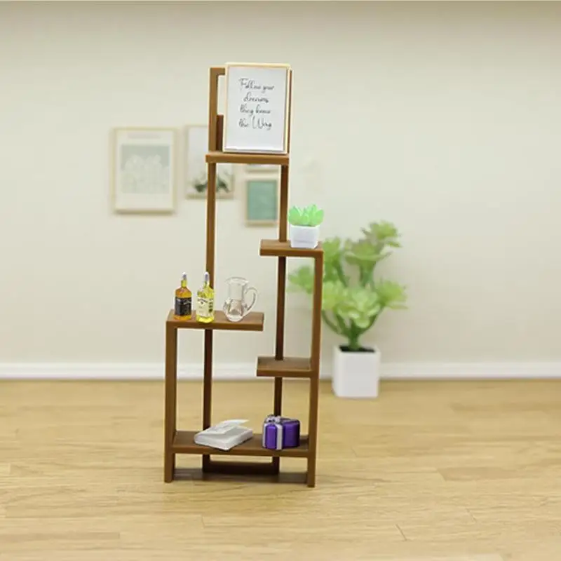 Encantadora estante vacío en miniatura para casa de muñecas, mini soporte de exhibición de estilo chino 1:12 con estante de almacenamiento, 1 unidad