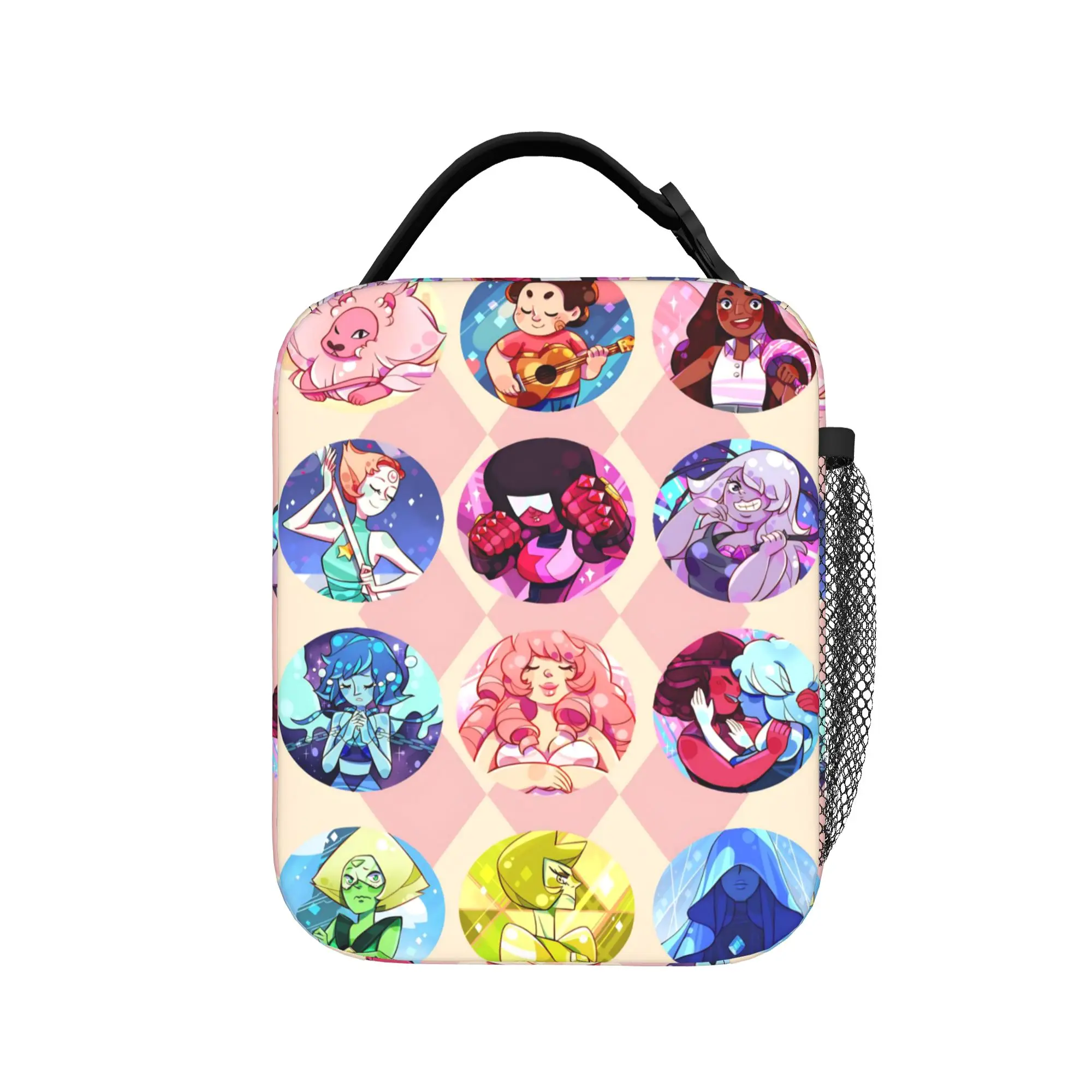 Crystal Gems Steven Universe  Lunch Bag Cute School Lunch Box Print Portable Zipper Cooler Bag