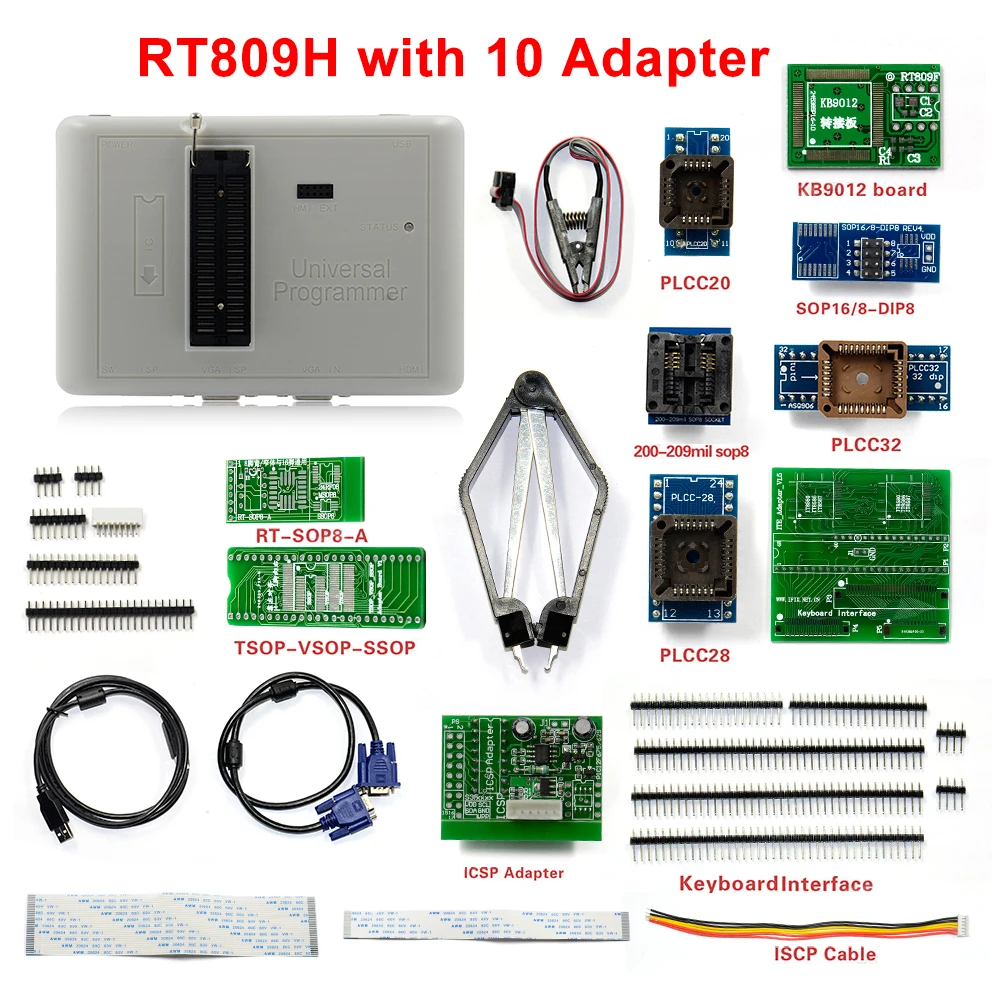 Original RT809H EMMC-Nand FLASH Extremely fast Universal Programmer Edid Cable WITH CABELS +BGA48 Adapters Full 38 Adapters