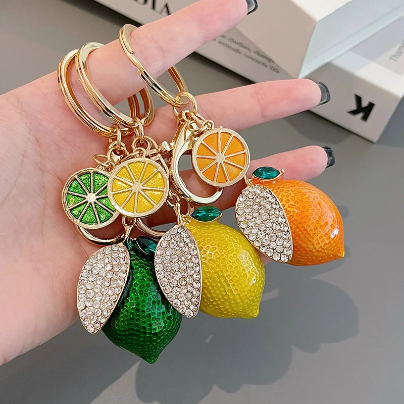 EASYA Imitacja Owoce Ozdoba Brelok Brelok Lemon Persimmon Truskawka Szklana Damska Vintage Luksusowa Biżuteria Брелоки