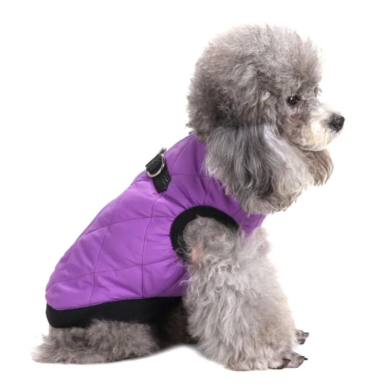 Winter Warm Pet Clothes Dog Jacket Coat With Zipper Warm Dogs Clothes Leisure Jacket Pet Dogs Cat Outdoor Clothing Blue Purple