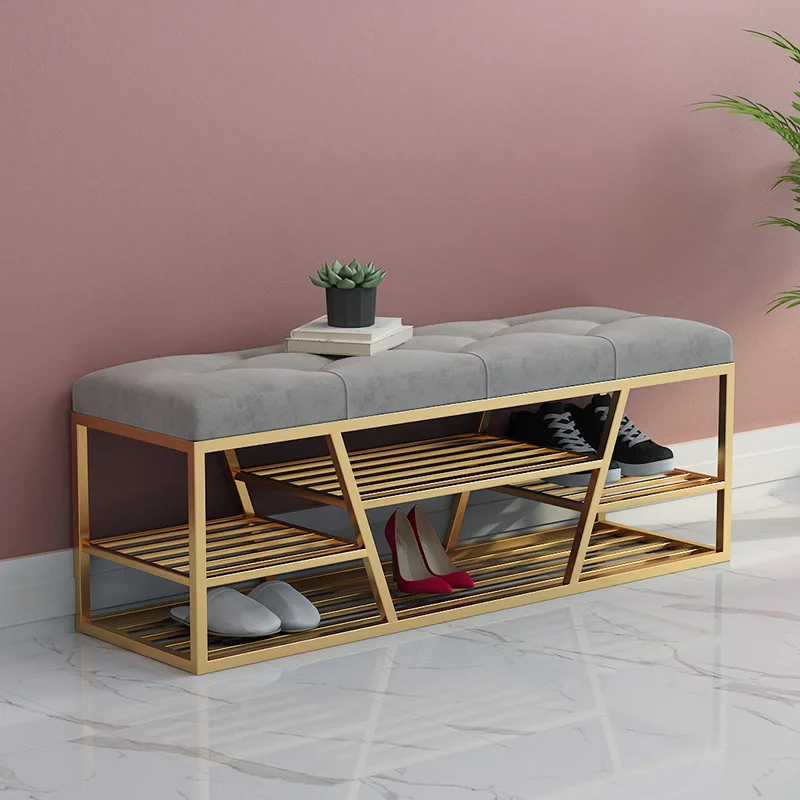 

Shoe changing stool Modern simple household door storage Shoe cabinet Nordic soft bag seat cushion Long strip stool Entry