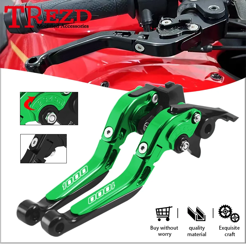 

Folding Brake Clutch Levers Extendable Handle Brake Lever Motorcycle Accessories For Z1000 07-16 Z1000SX NINJA1000 Tourer 12-16