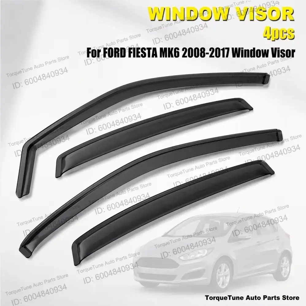 IN-CHANNEL Tape-On Premium Window Visor Wind Deflector For FORD FIESTA MK6 2008-2017 Vent Deflectors Rain Sun Guards