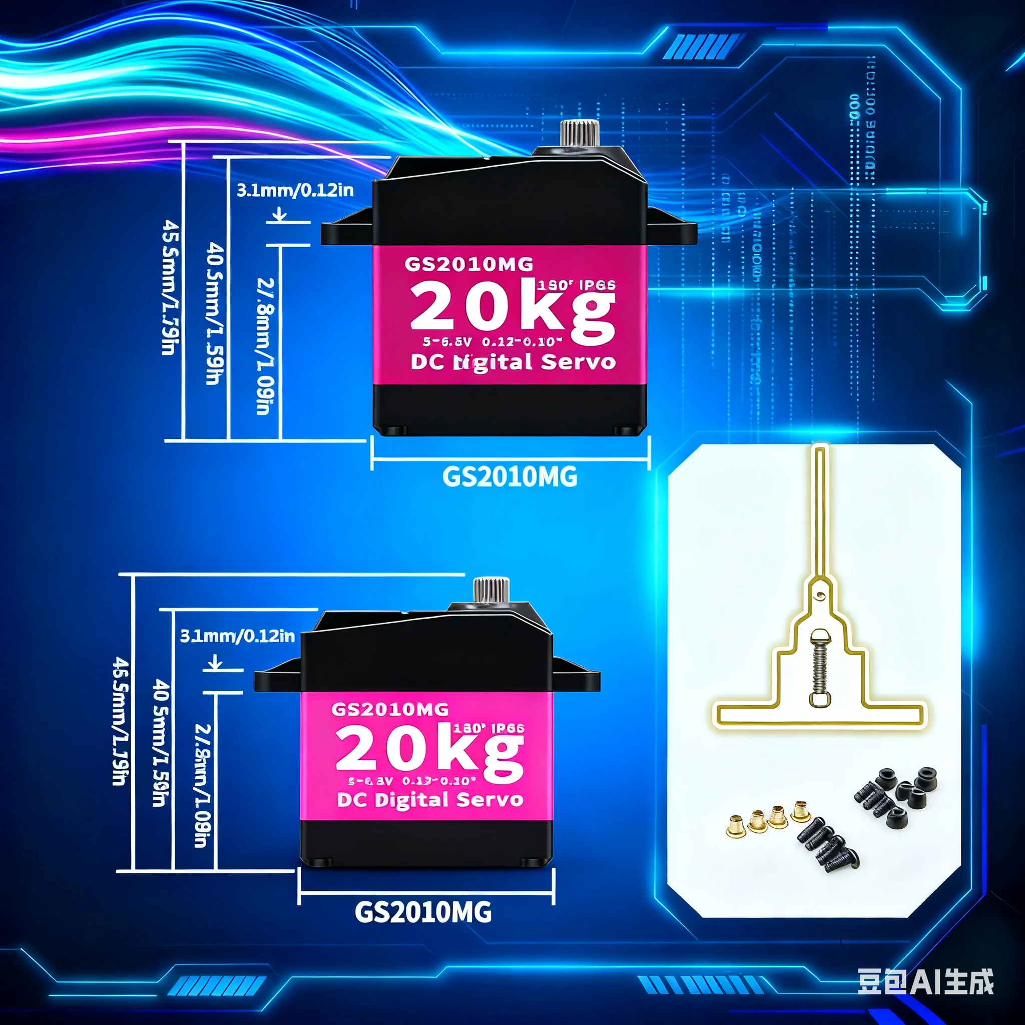 

2Pcs High Torque 20KG 30KG Digital Servo - Waterproof Metal Gear with Accessories for RC Crawler DIY