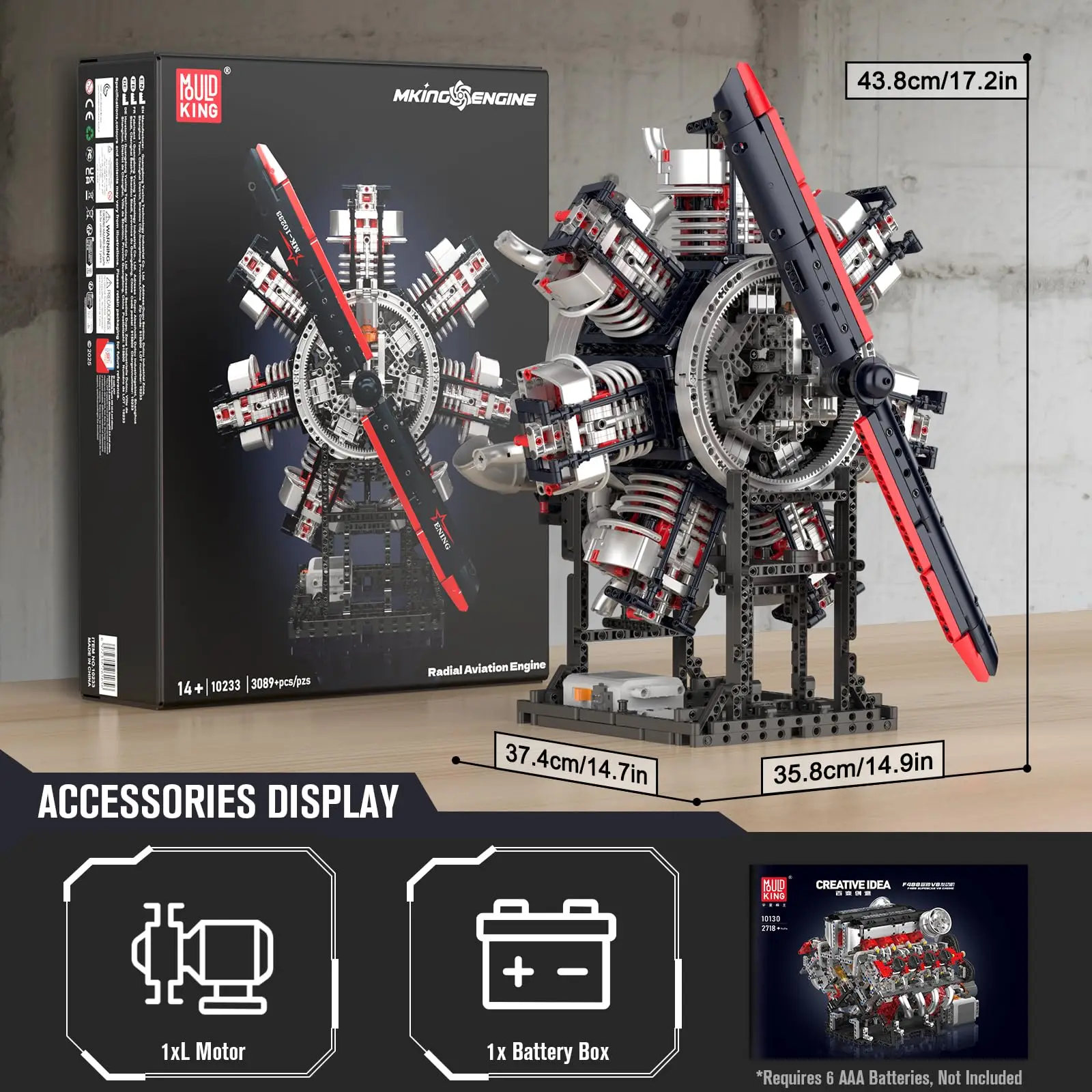 3089개 항공기 엔진 조립 세트, 14세 이상 청소년/성인용 군용 엔진 모델 키트, 전시용 STEM 엔지니어링 장난감