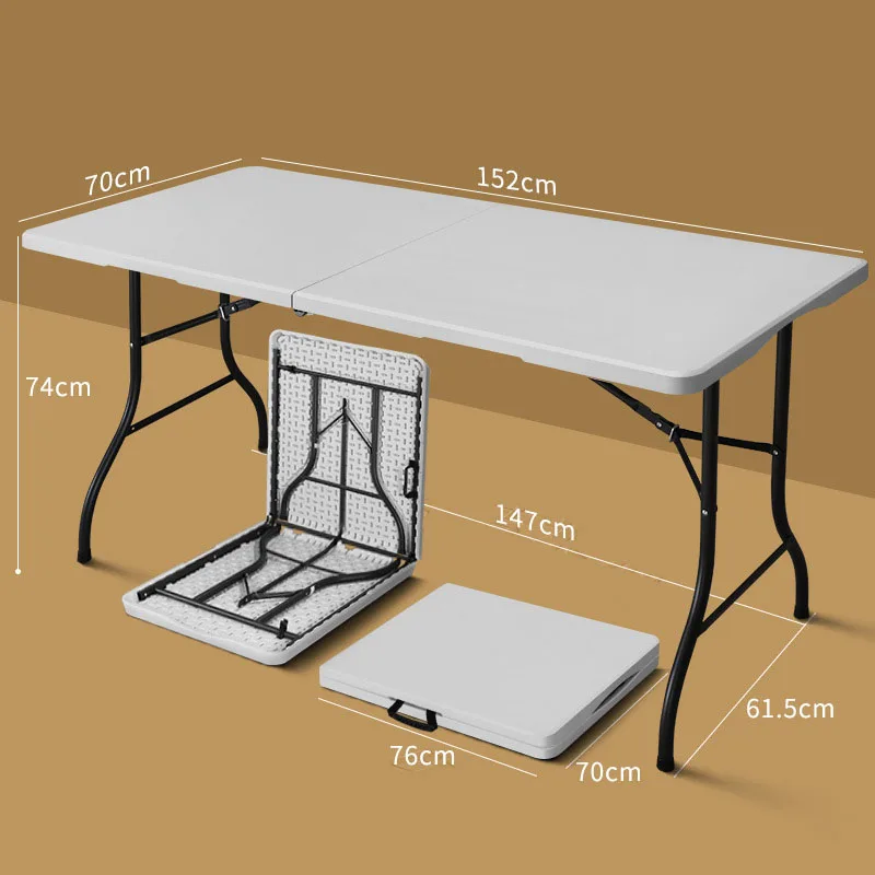 Portable 6ft 152cm Foldable Camping Table Fold-in-Half with Carry Handle Heavy Duty Outdoor Picnic BBQ Party Dining