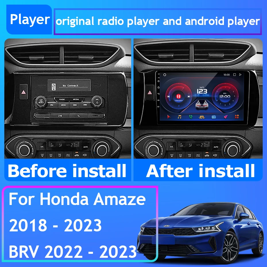 Car Radio Android 13 For Honda Amaze 2018 - 2023 BRV 2022 - 2023 Navigation GPS Stereo Multimedia Player Auto No 2din BT 5G Wifi