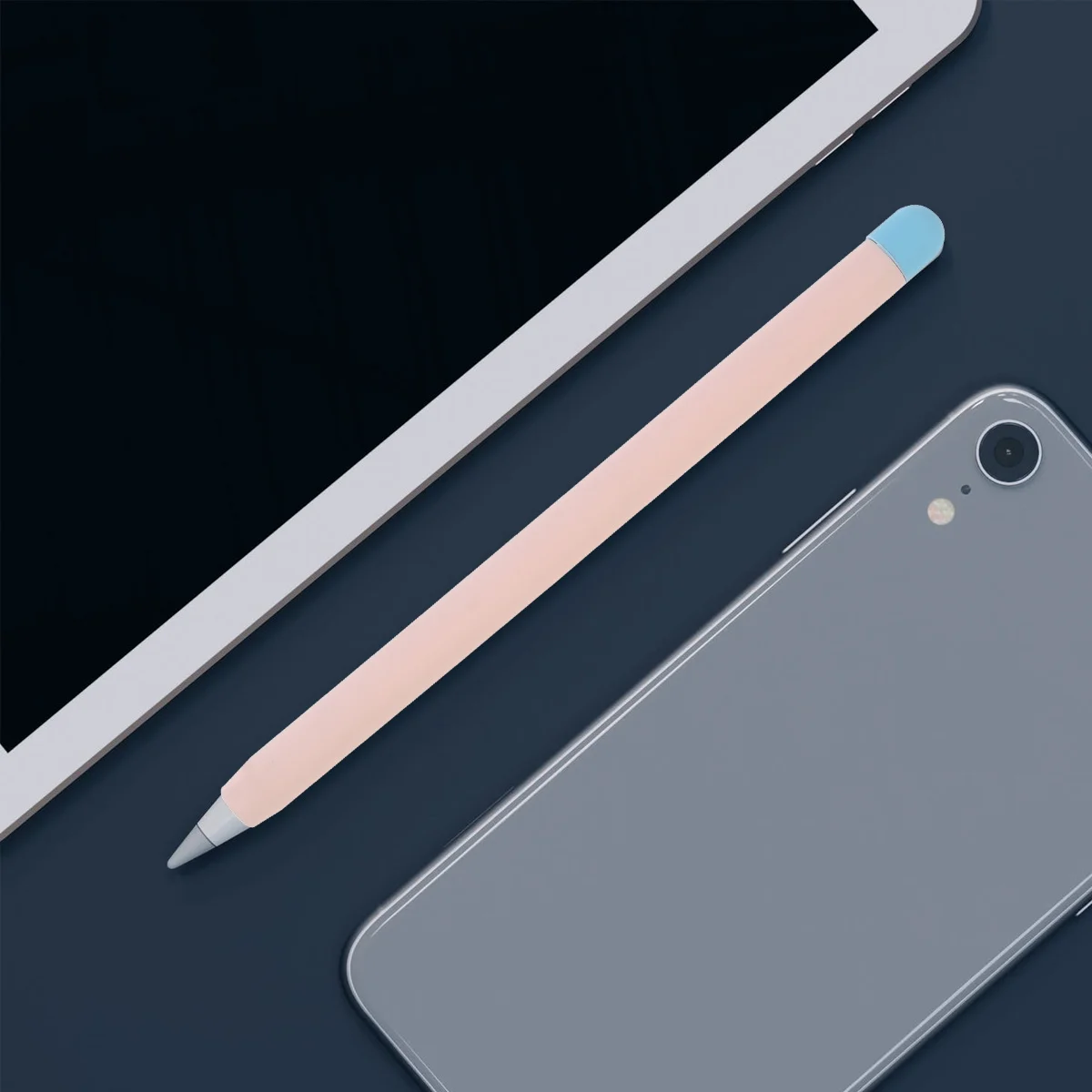 غطاء قلم ستايلس من السيليكون المتوافق مع قلم رصاص 2 لون حماية كاملة غير قابل للانزلاق وقبضة القلم