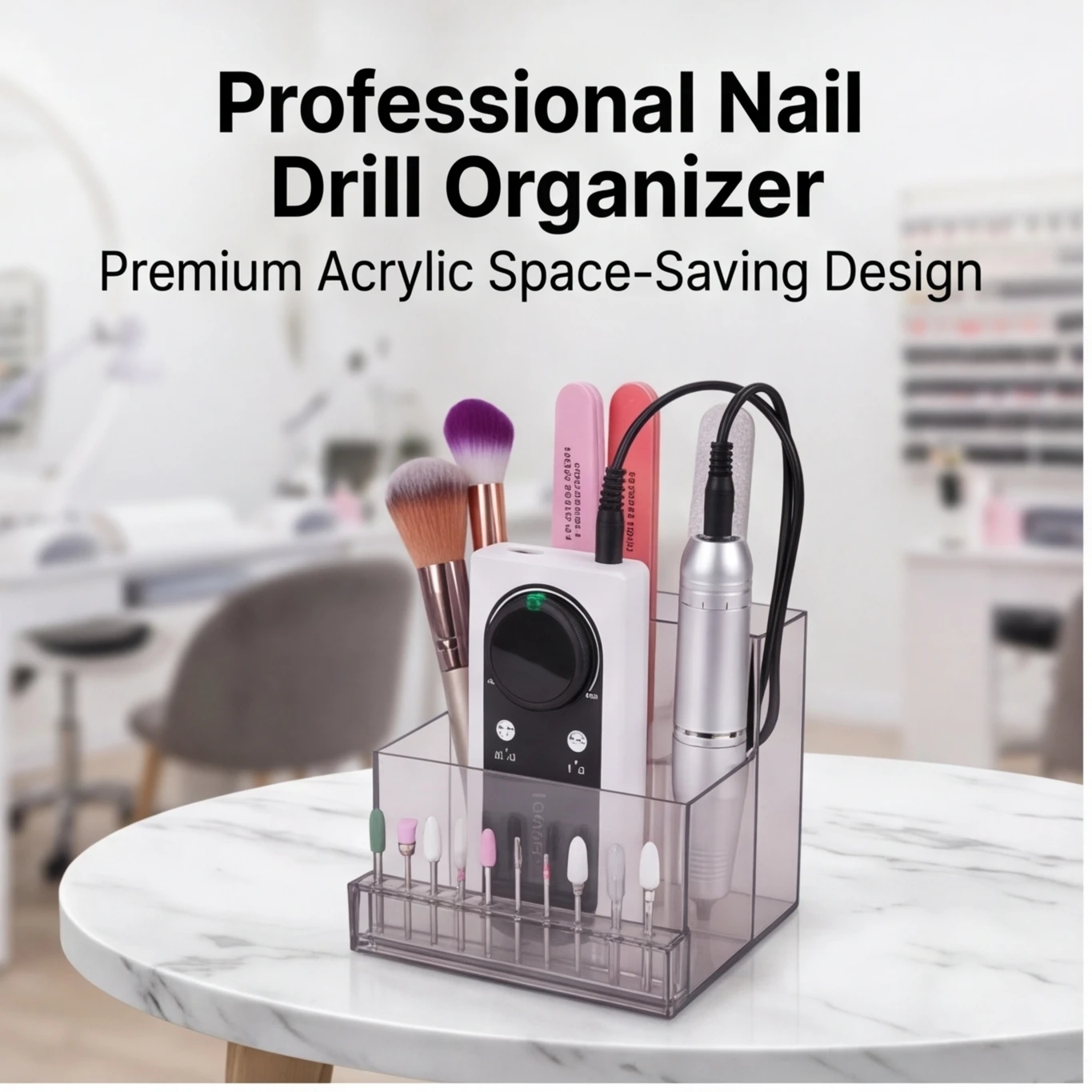 Nail Display Box  Clear Transparent Organizer for Drill Bits & Manicure Tools, 1PC Display Holder