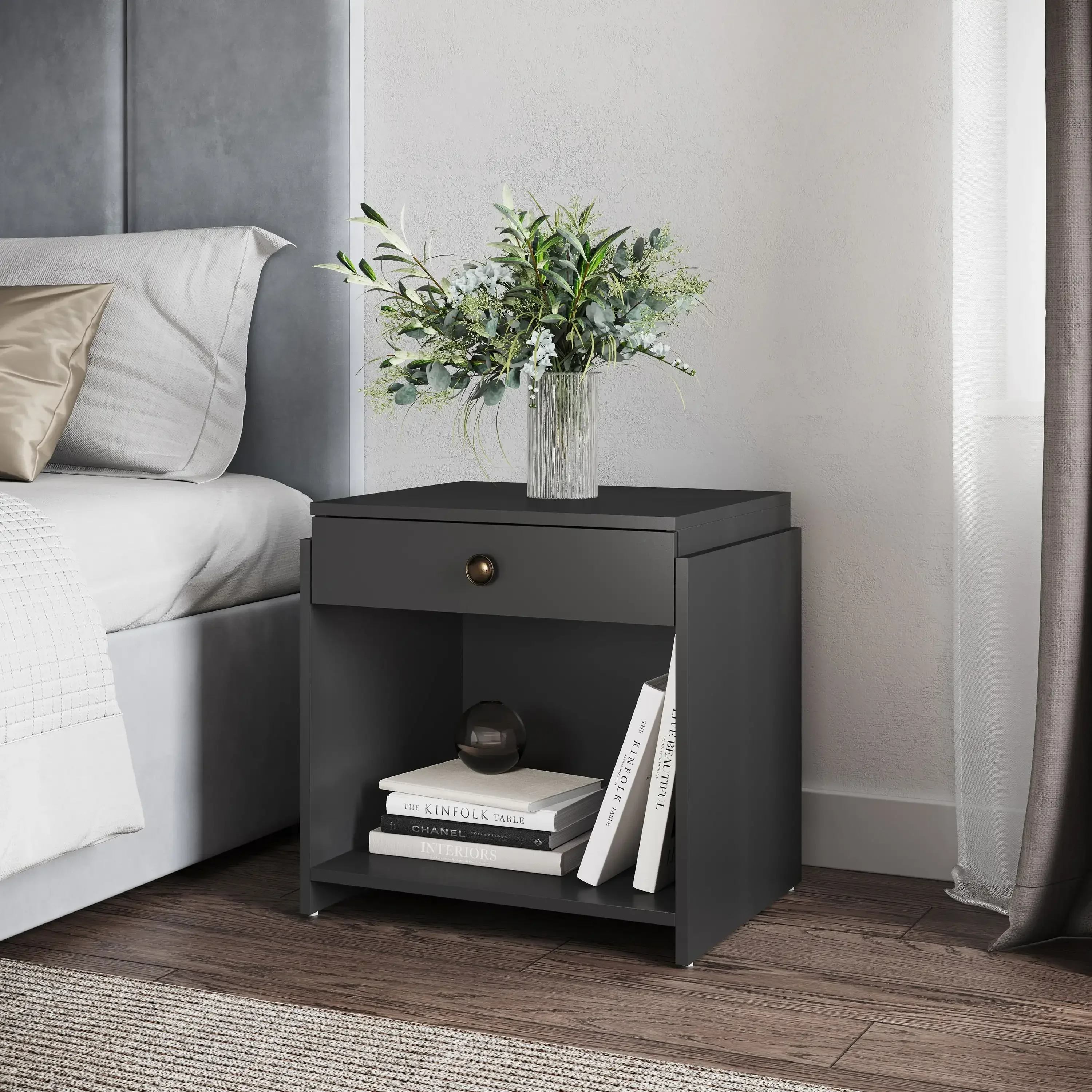 

Sydney Single Drawer Nightstand, Black