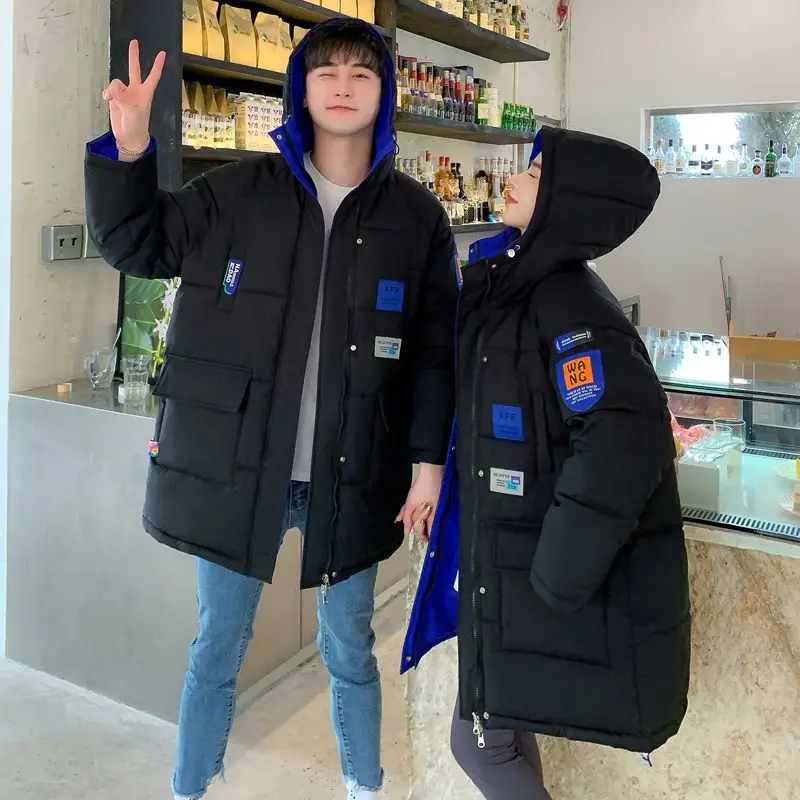 2025 جديد وصول للجنسين مزدوجة الوجهين القطن معطف مبطّن الكورية نمط منتصف طول سترة منفوخة سميكة ملابس خارجية للأزواج