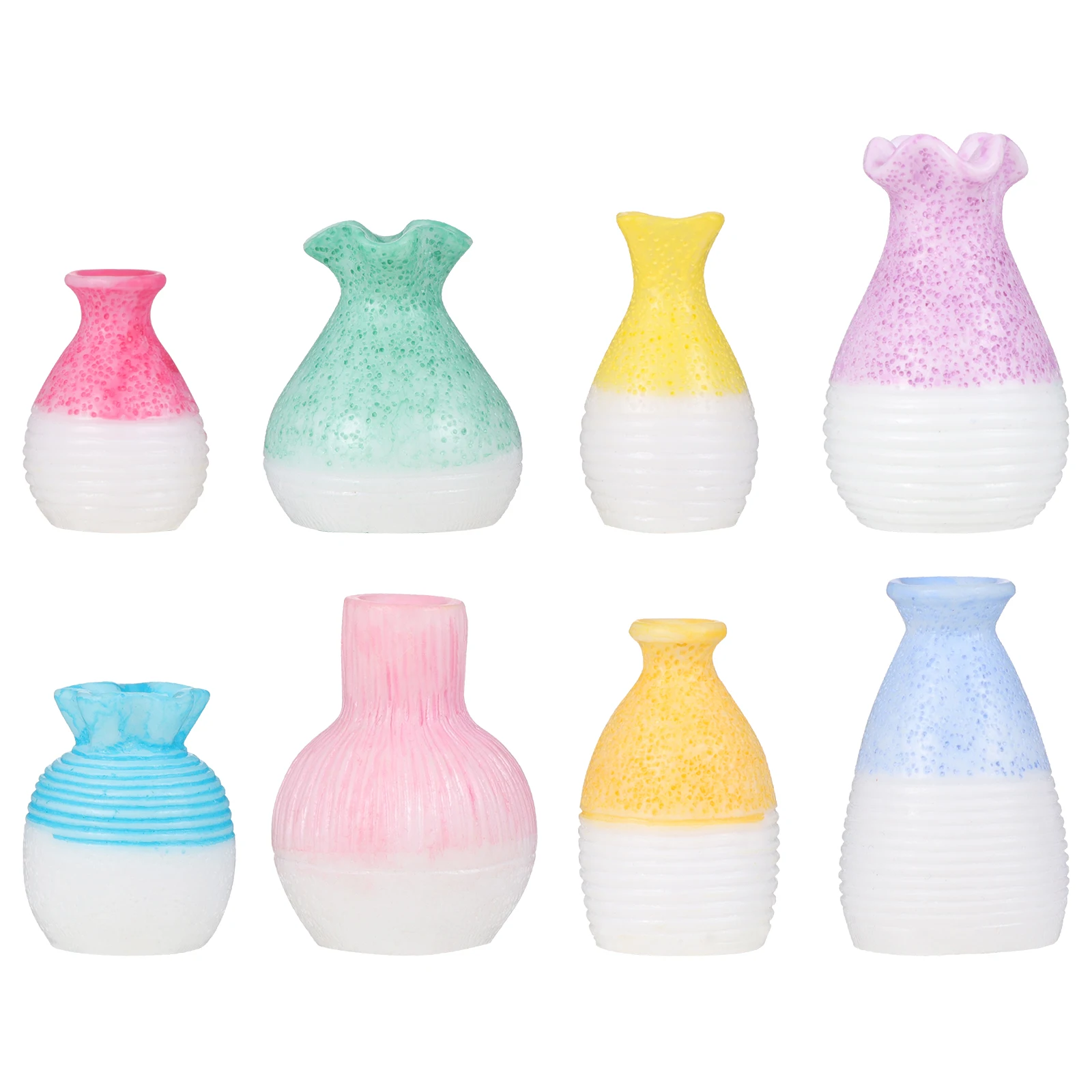 

8pcs Mini Crafts Resin Flower Vase Desktop Ornament Home Decoration Micro Landscape Miniature Fairy Garden House Decor