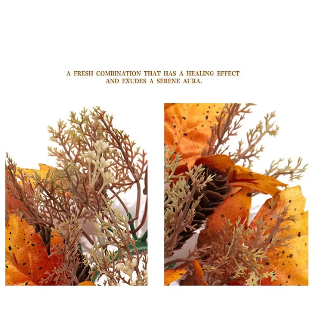 Rustic Fall Candle Ring Wreath Maple Leaves Fade Resistant Harvest Wreath Pumpkin Garland Long Lasting