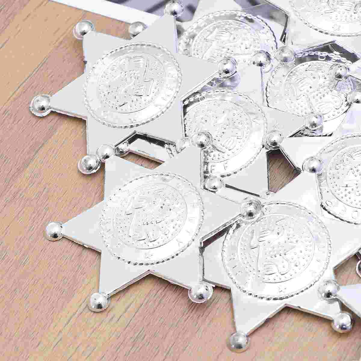 12pcs Plastic Deputy Sheriff Hexagonal Star Badges Personalized Officer Name Tags Brooch for Law Enforcement Officer Costume