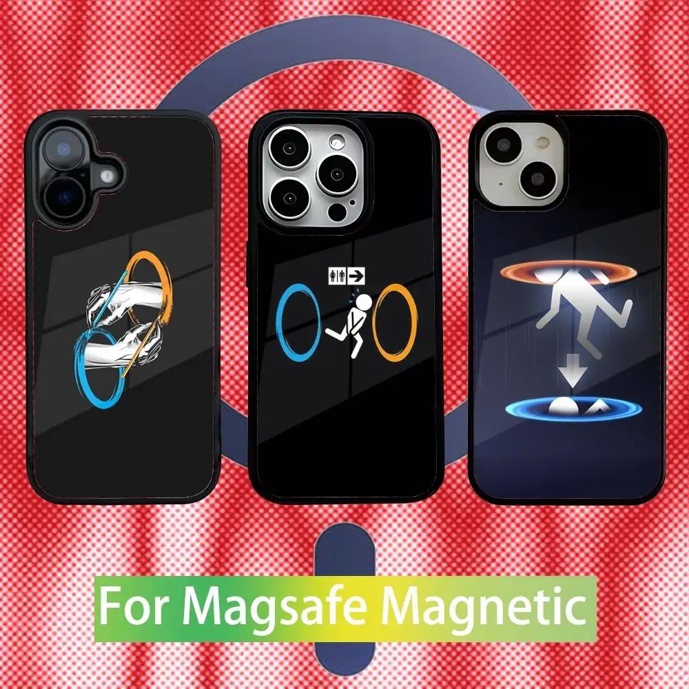 

P-Portal 2 Game Icon Phone Case For iPhone 17,16,15,14,13,12,11 Pro,Max,Plus,Mini,Air,E Magnetic Magsafe Cover