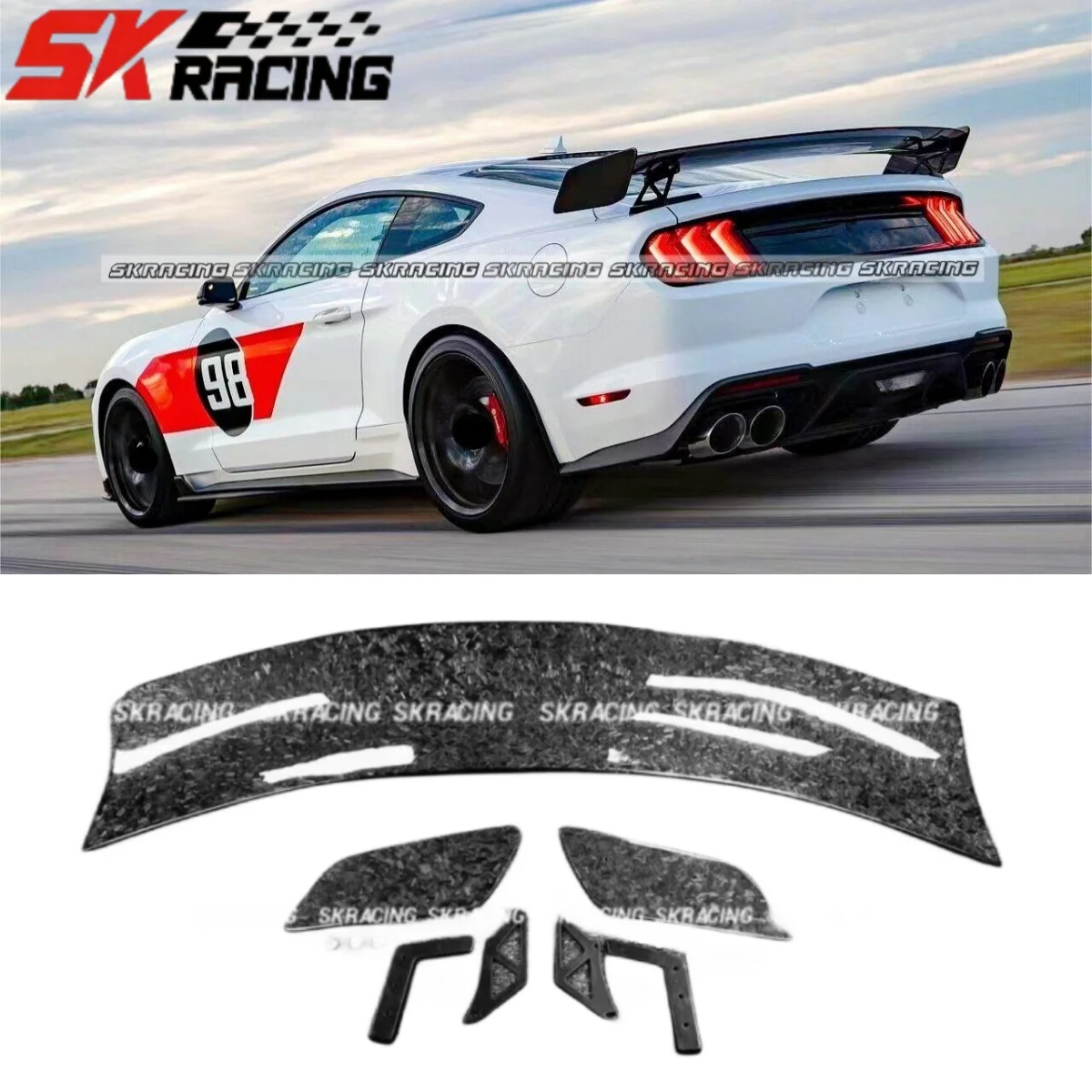 

GT-Style Spoiler Wing Fits For 2015-2021 Ford Mustang GT500 Real Carbon Fiber Forged Rear Trunk Lid Spoilers Wings Lip