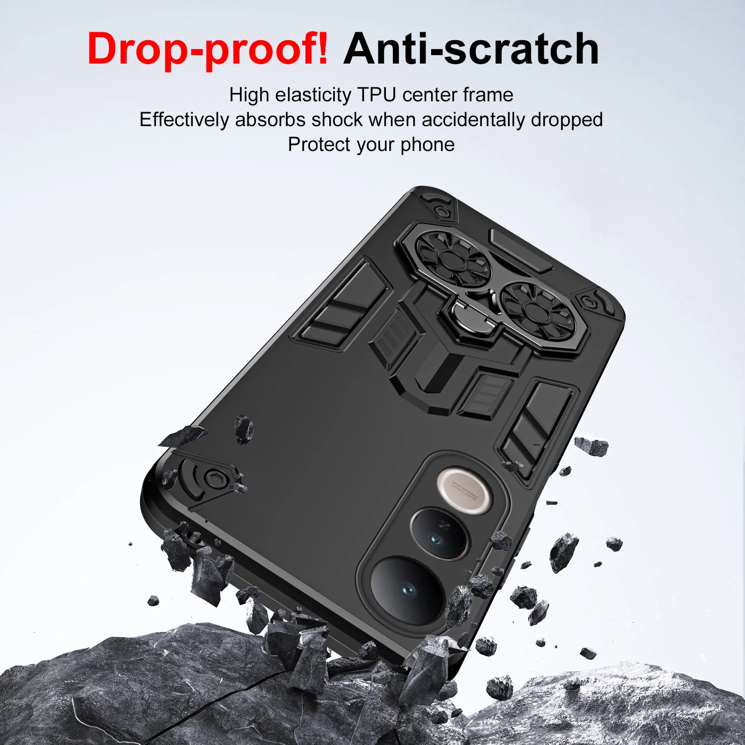 Case for Vivo V50 Lite 5G V50e Protective Cover Military Grade Shockproof Armor Metal Ring Kickstand Fundas Coque view 4