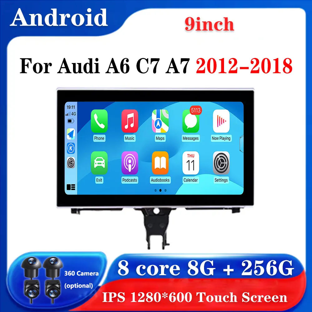 9 Inch Android OS Touch Screen IPS For Audi A6 C7 A7 2012-2018 Auto Carplay Monitors Stereo Speacker Radio Multimedia Player