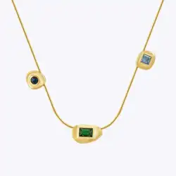ENFASHION Collares Para Mujer Irregular Colorful Zircon Pendant Necklace For Women's 18K Plated Gold Fashion Jewelry Party P2434