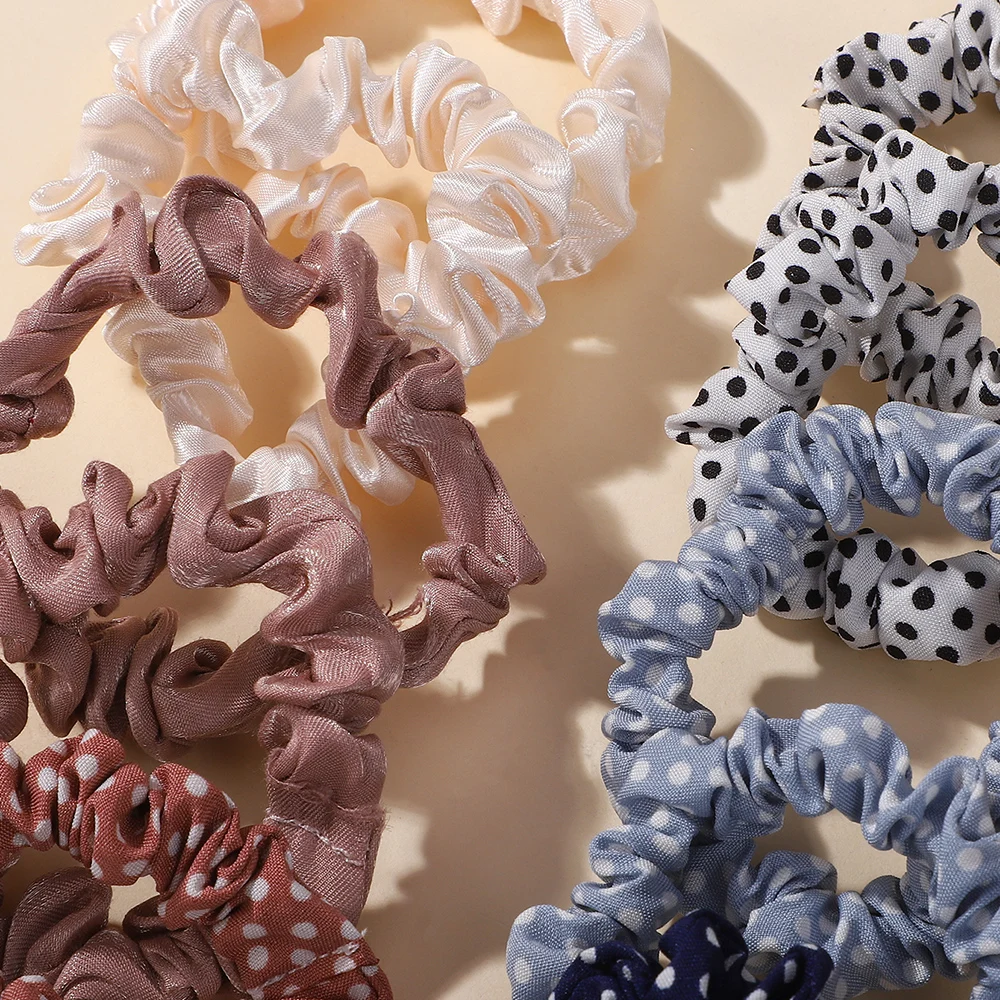 Ramdom اللون 20 قطعة النساء دوت الحرير توك شعر للفتيات الشعر حبل ذيل حصان حامل أغطية الرأس إكسسوارات الشعر بالجملة