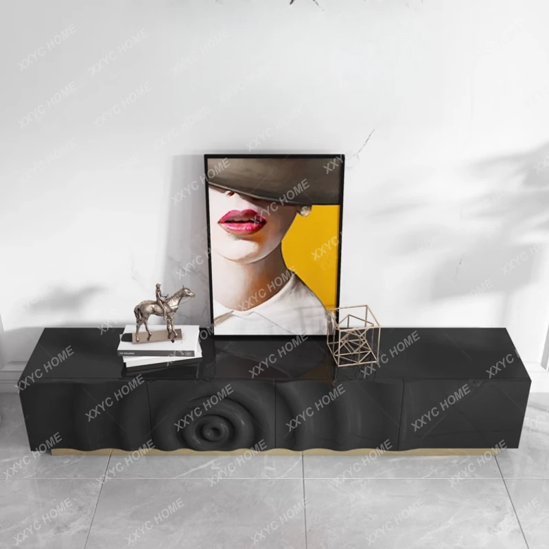 A  Organizer Floor Black TV Stand Universal Center Alone Designer House Tv Cabinet Living Room Modern