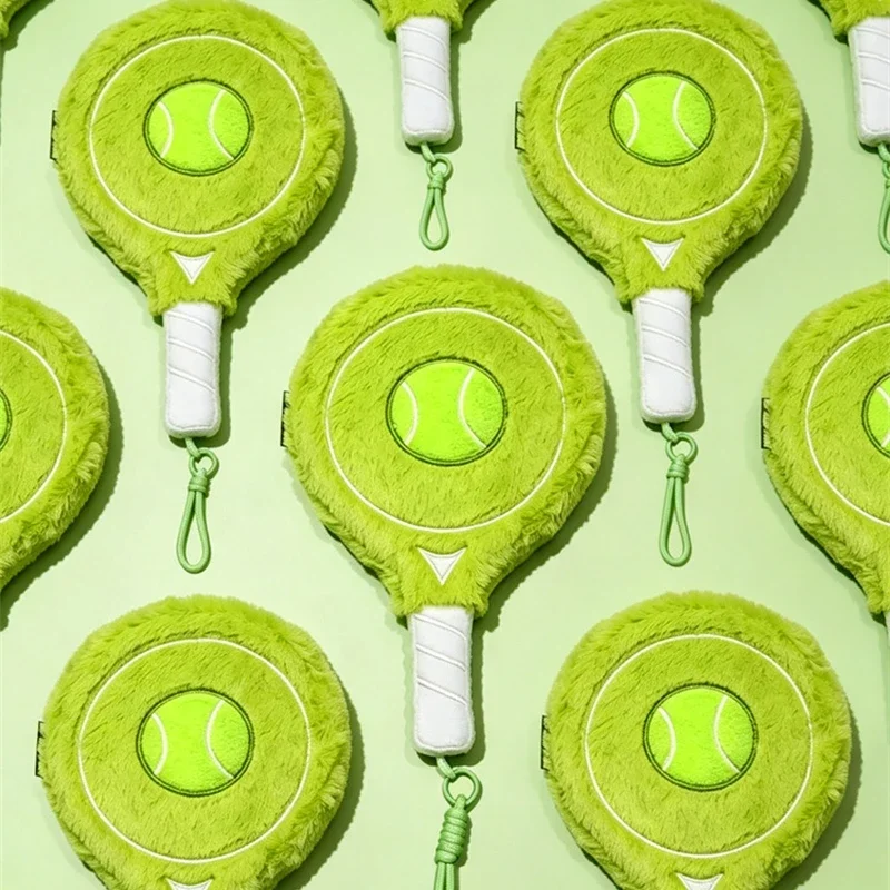 Kawaii Plush Racket Purse Toy Cute Badminton Tennis Racket Shaped Plushies Soft Fluffy Home Decor for Sports Lovers Gift